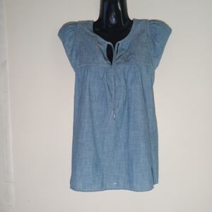Levi's Light Blue Chambray Tie-Neck Tunic